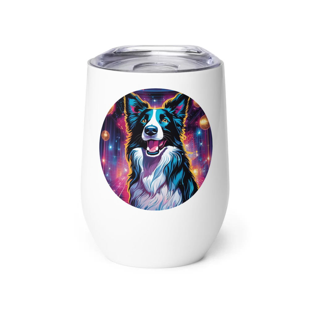 PugMug Custom Border Collie Wine Tumbler