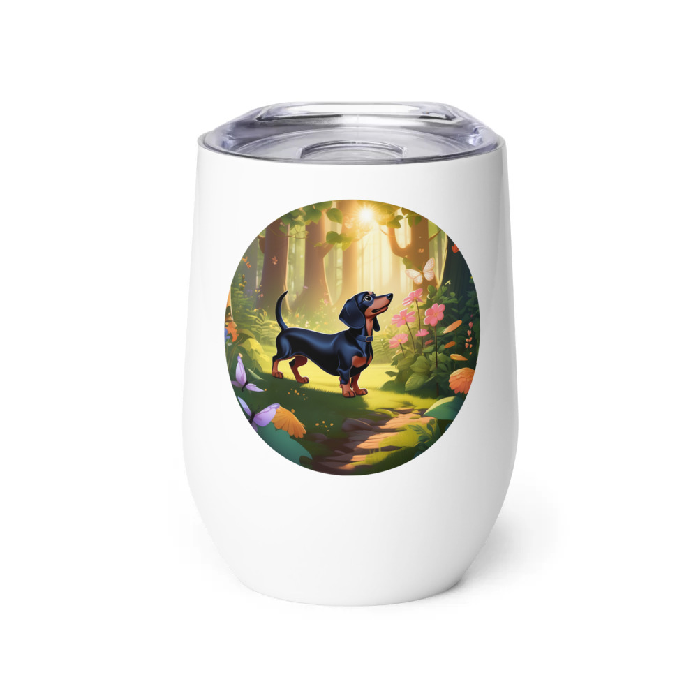 PugMug Custom Black Dachshund Wine Tumbler