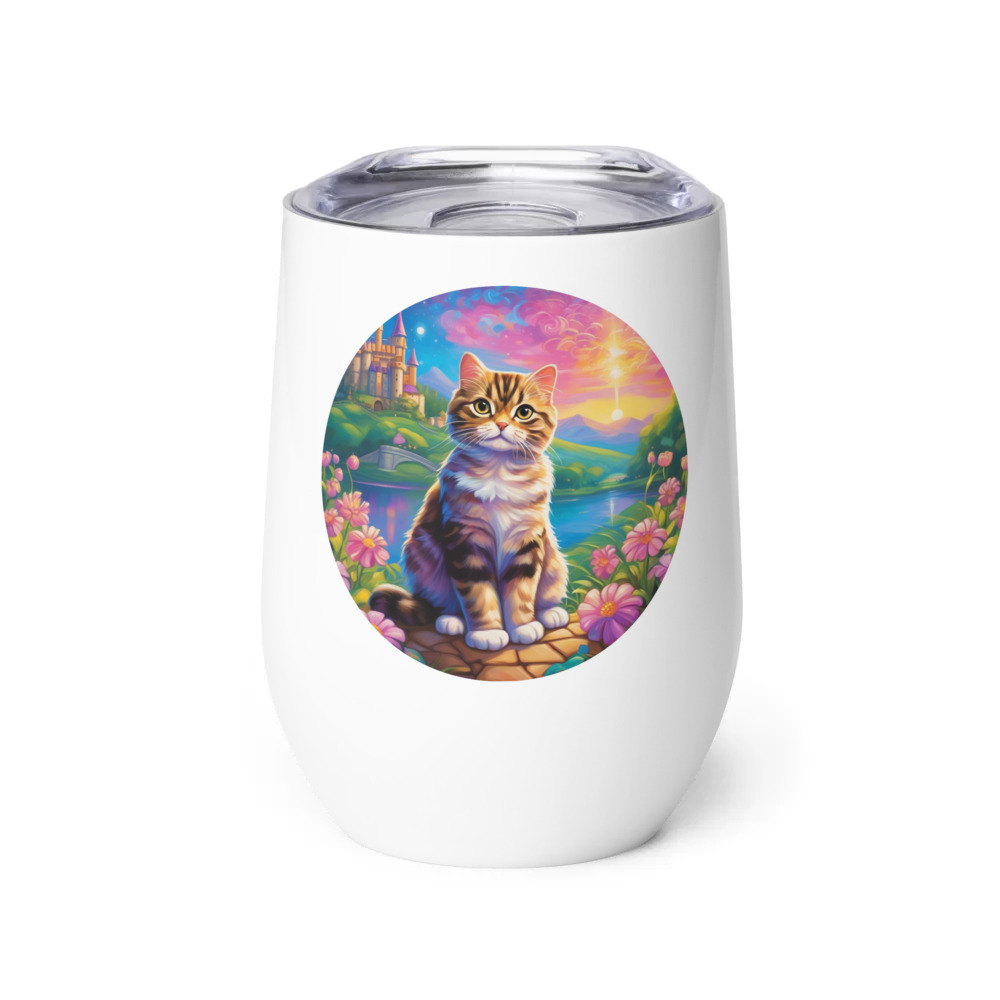 PugMug Custom Tabby Scottish Fold Cat Wine Tumbler