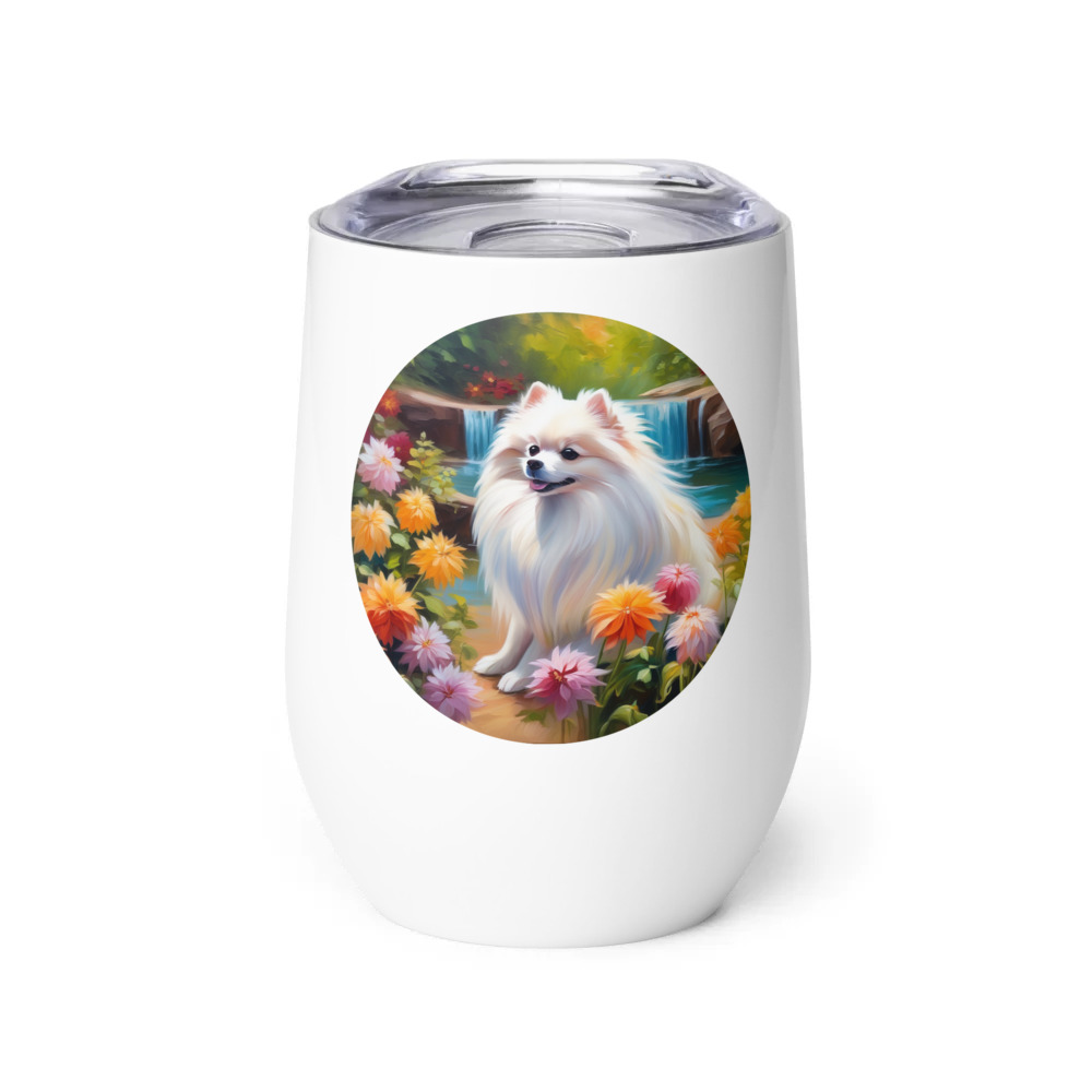 PugMug Custom White Pomeranian Wine Tumbler