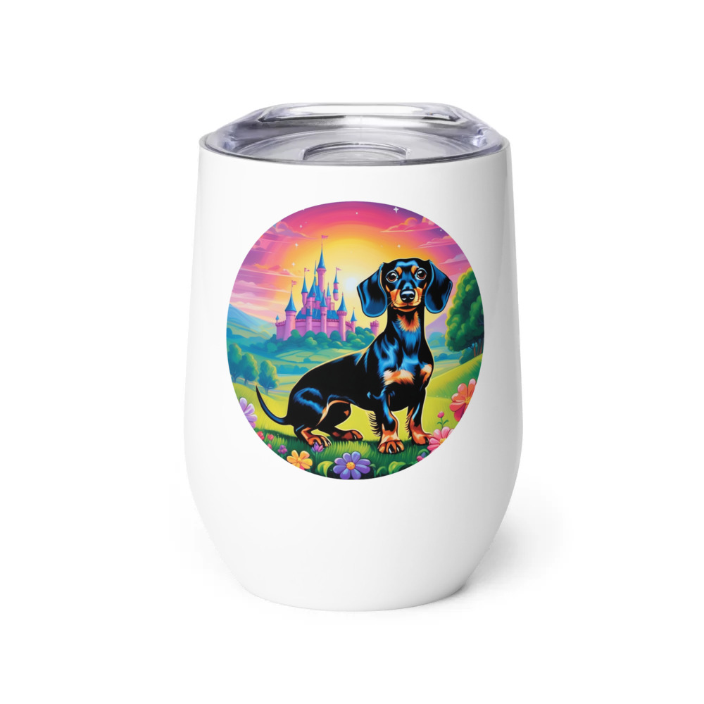 PugMug Custom Black Dachshund Wine Tumbler