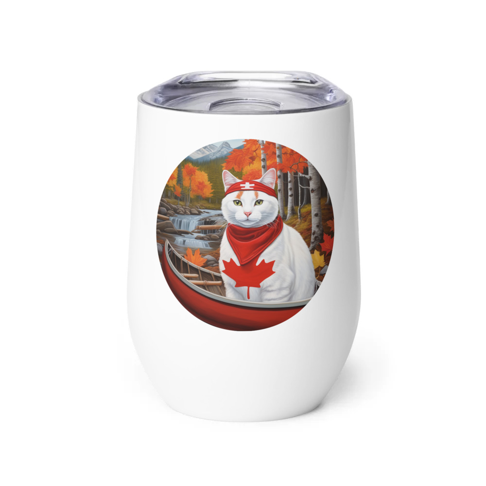 PugMug Custom White Companion Cat Wine Tumbler