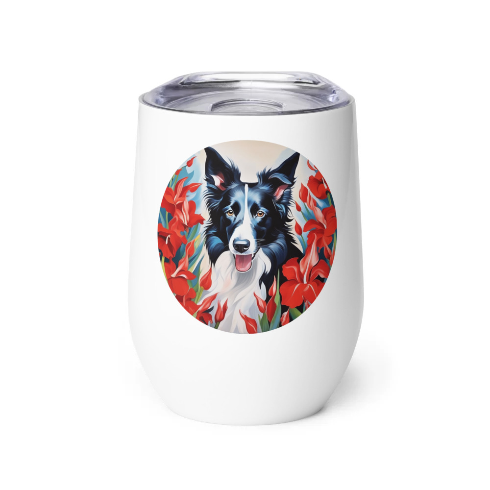 PugMug Custom Border Collie Wine Tumbler