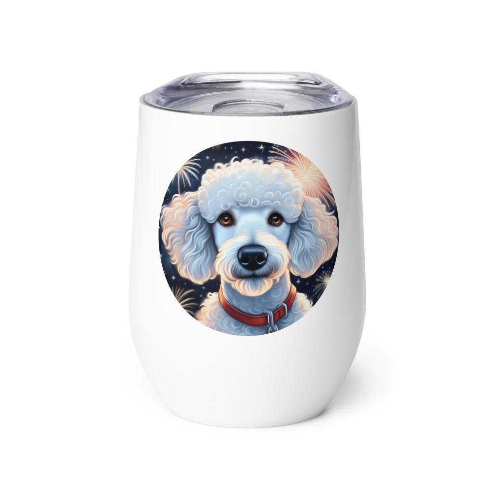 PugMug Custom White Poodle Wine Tumbler