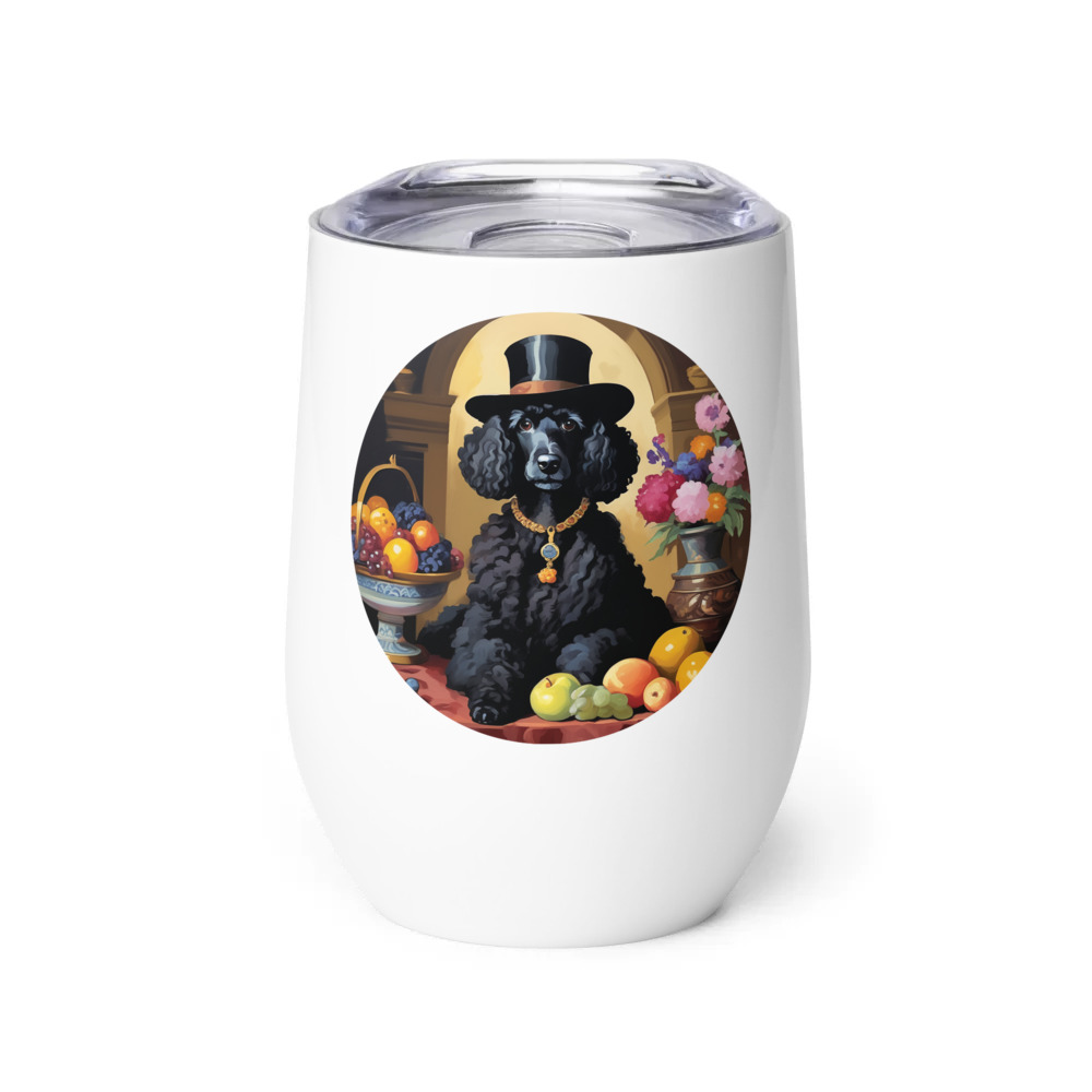 PugMug Custom Black Poodle Wine Tumbler