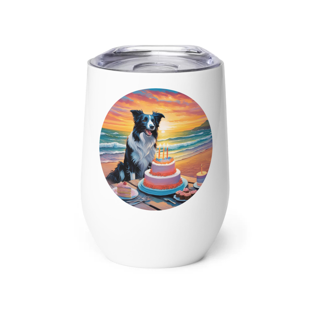 PugMug Custom Border Collie Wine Tumbler