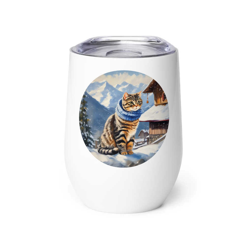 PugMug Custom Tabby Scottish Fold Cat Wine Tumbler