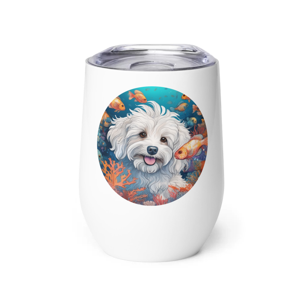 PugMug Custom White Havanese Dog Wine Tumbler
