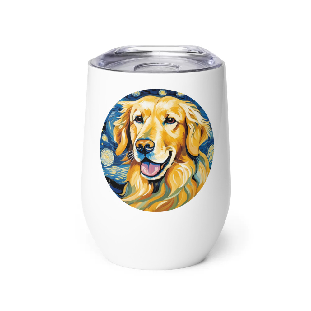 PugMug Custom Golden Retriever Wine Tumbler