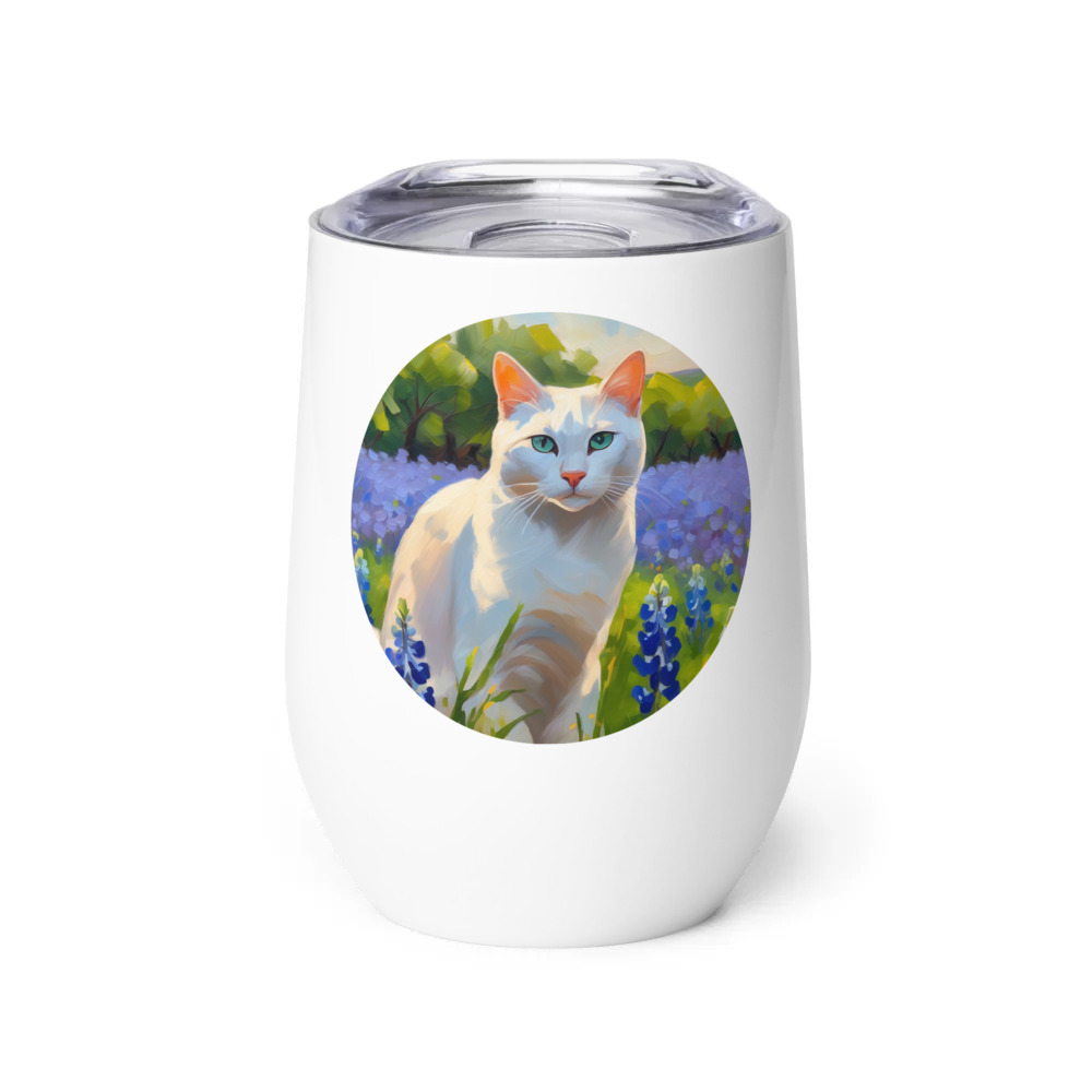 PugMug Custom White Companion Cat Wine Tumbler