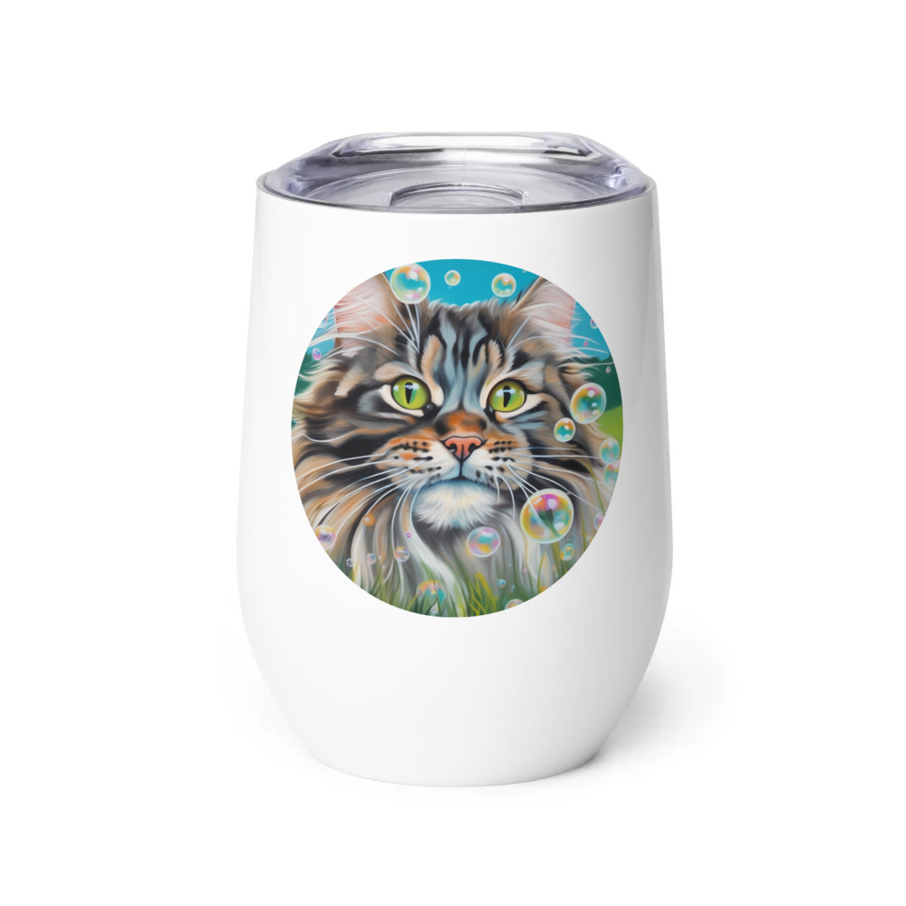 PugMug Custom Tabby Maine Coon Cat Wine Tumbler