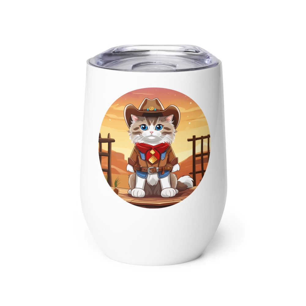 PugMug Custom Tabby Ragdoll Cat Wine Tumbler