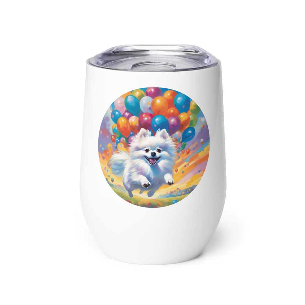 PugMug Custom White Pomeranian Wine Tumbler
