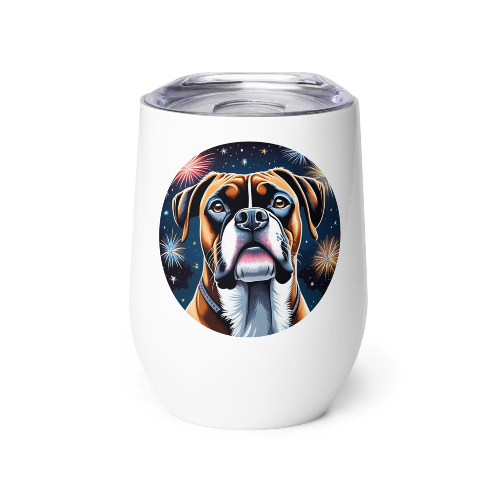 PugMug Custom Boxer Dog Wine Tumbler