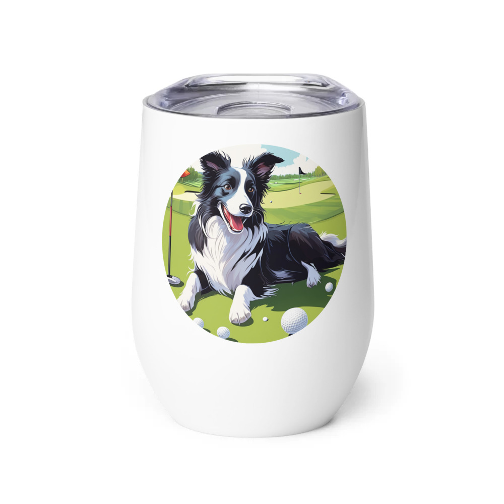 PugMug Custom Border Collie Wine Tumbler