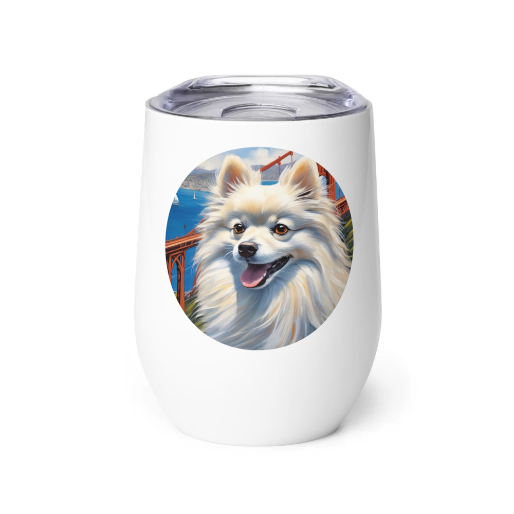 PugMug Custom White Pomeranian Wine Tumbler