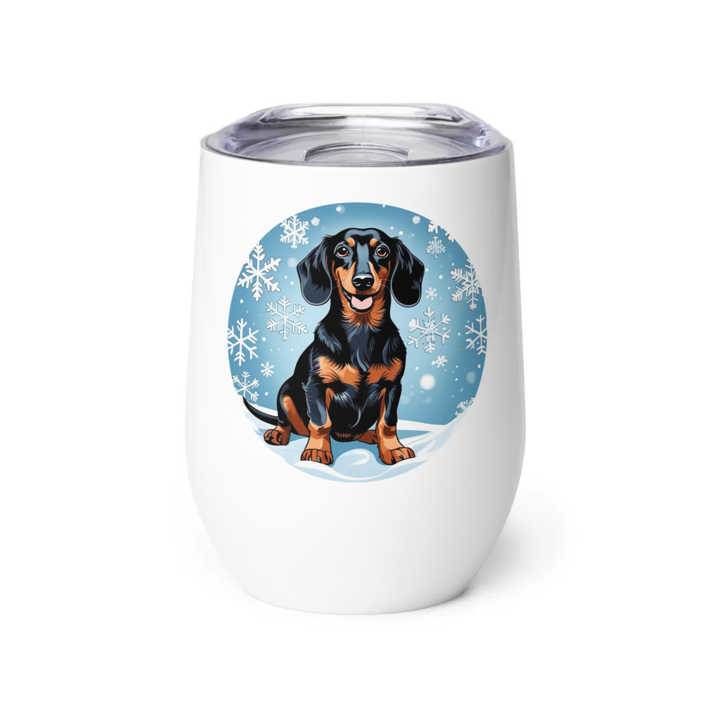 PugMug Custom Black Dachshund Wine Tumbler