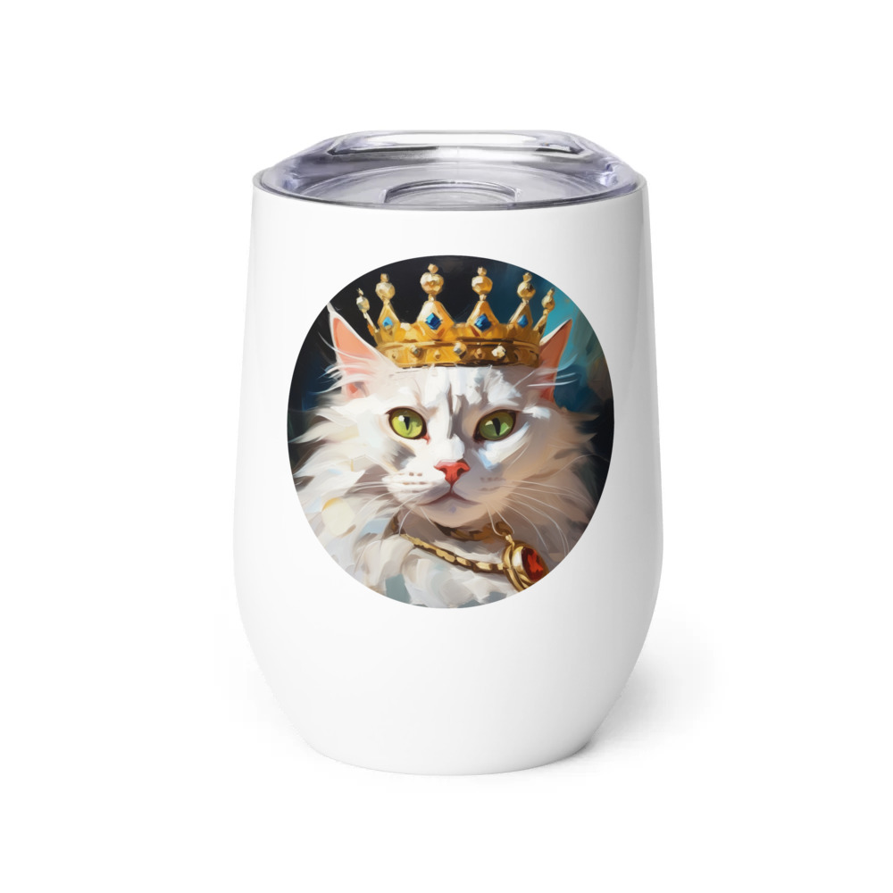 PugMug Custom White Companion Cat Wine Tumbler