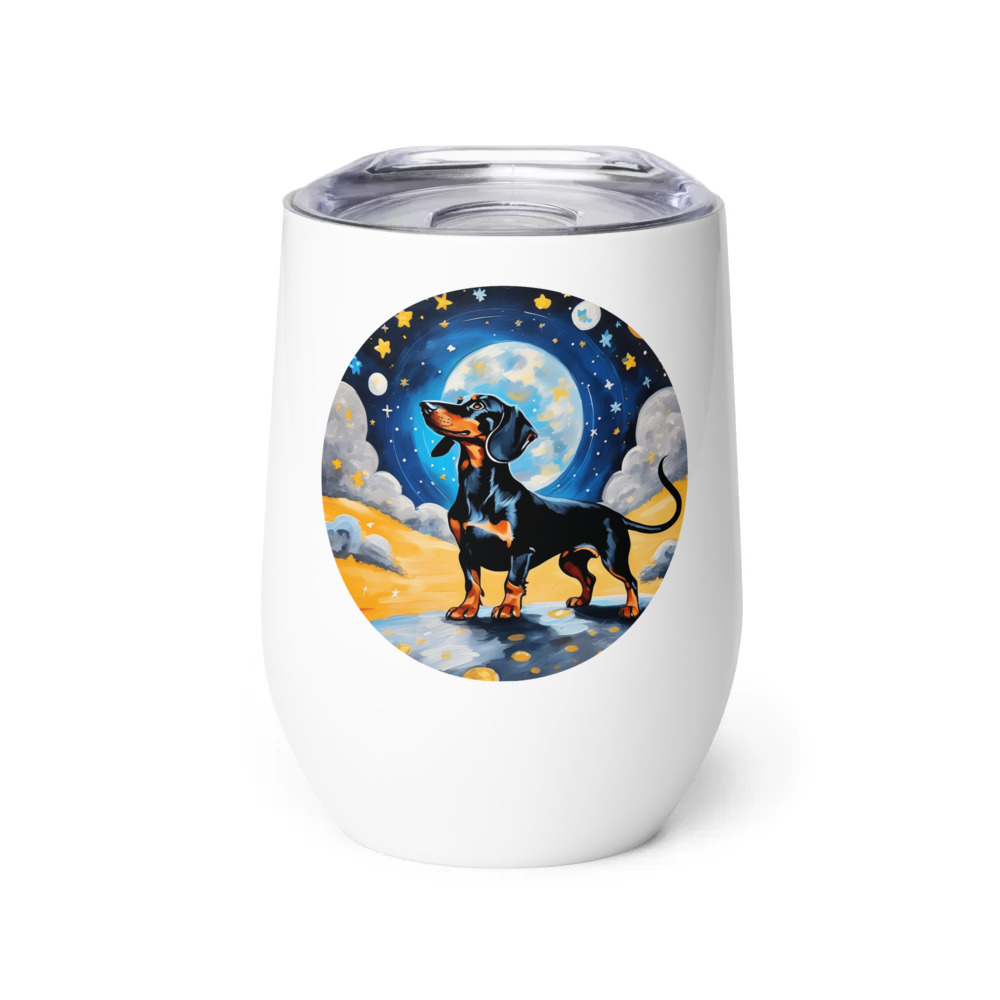 PugMug Custom Black Dachshund Wine Tumbler