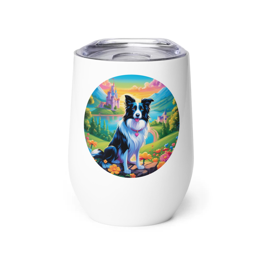 PugMug Custom Border Collie Wine Tumbler