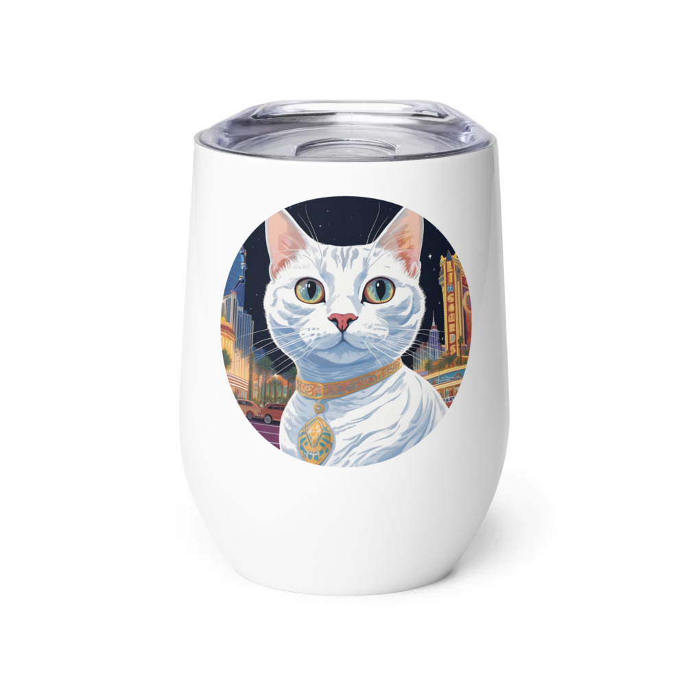 PugMug Custom White American Shorthair Cat Wine Tumbler