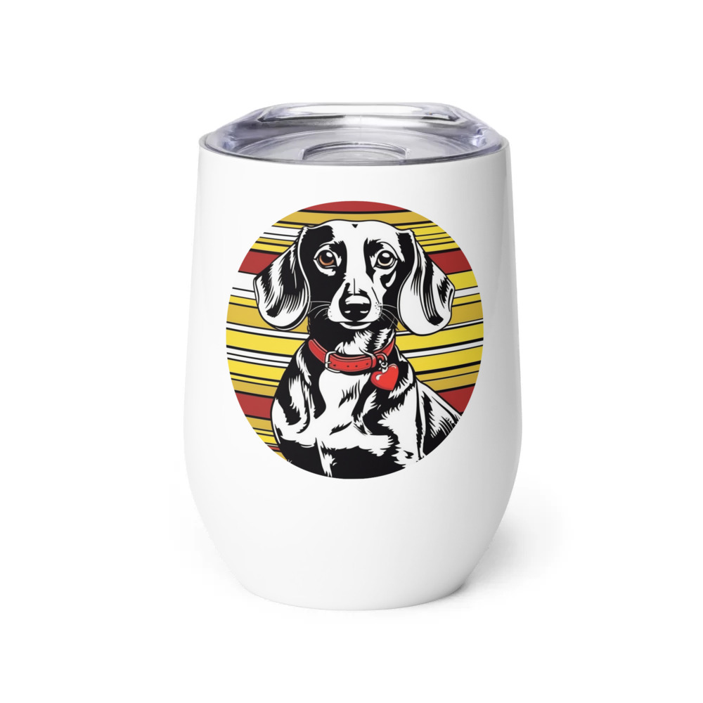 PugMug Custom Black Dachshund Wine Tumbler