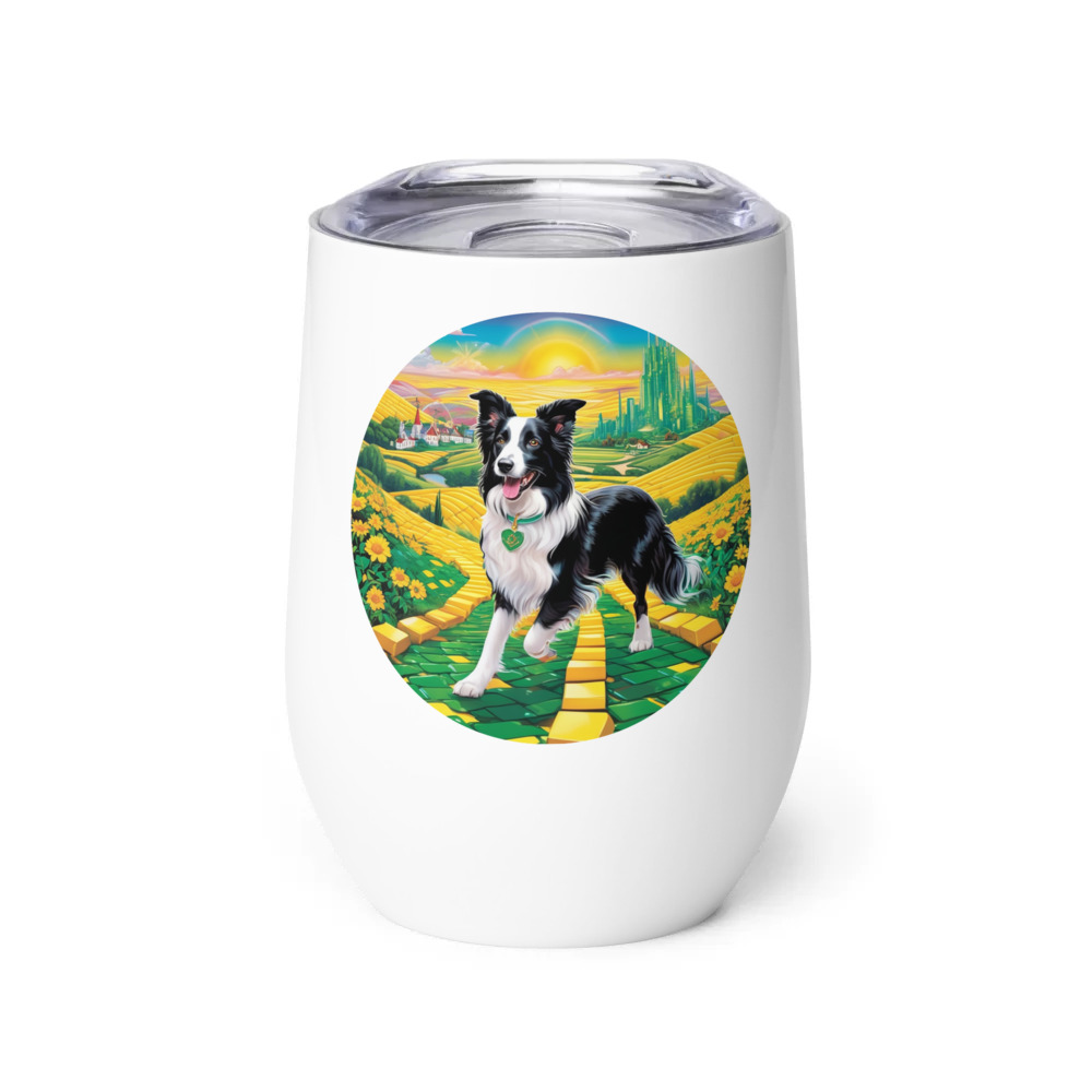 PugMug Custom Border Collie Wine Tumbler