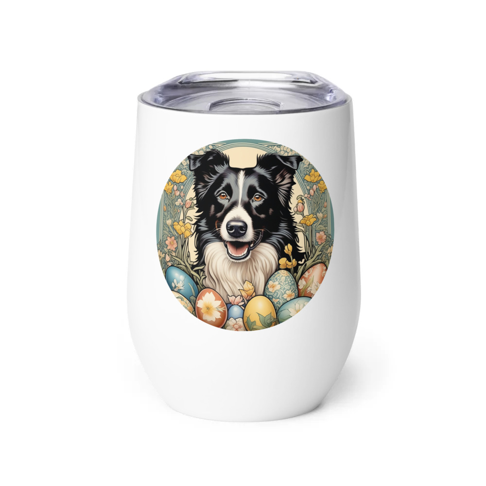 PugMug Custom Border Collie Wine Tumbler