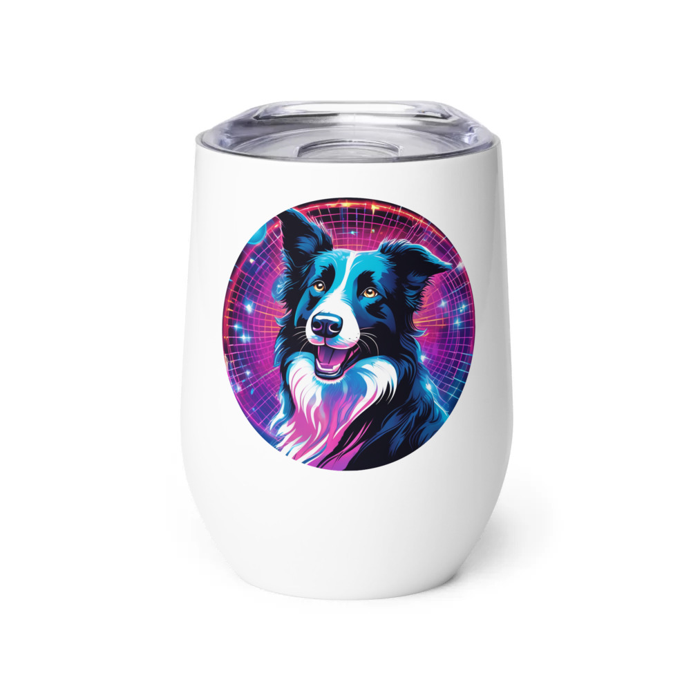 PugMug Custom Border Collie Wine Tumbler