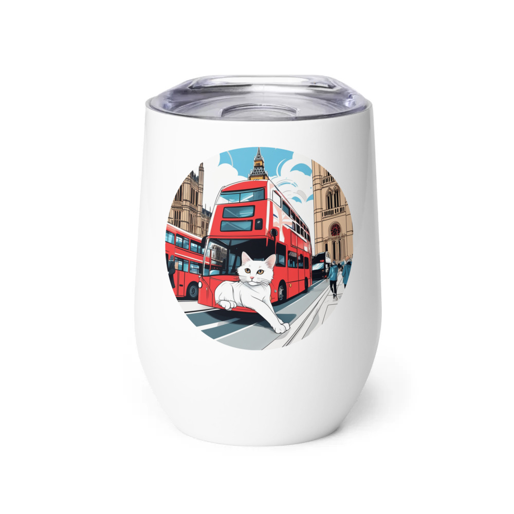 PugMug Custom White Companion Cat Wine Tumbler