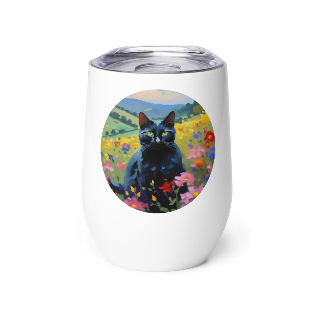 PugMug Custom Black Companion Cat Wine Tumbler