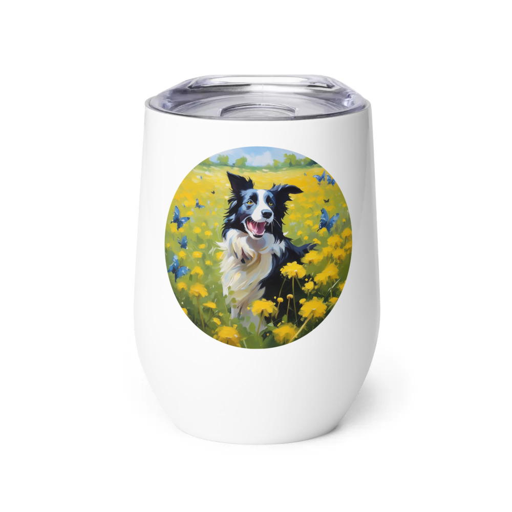 PugMug Custom Border Collie Wine Tumbler