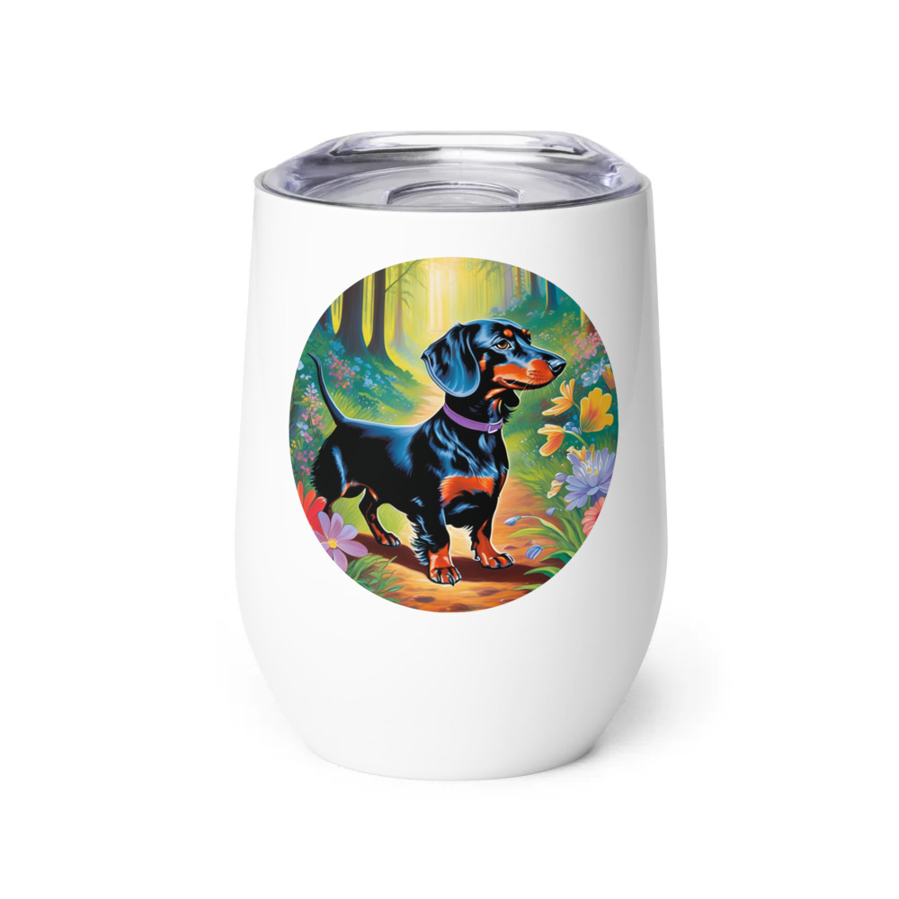 PugMug Custom Black Dachshund Wine Tumbler