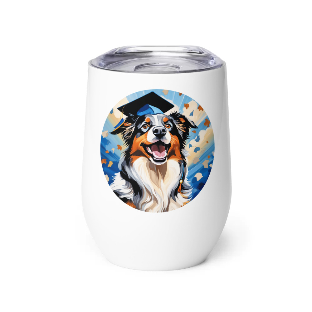PugMug Custom Australian Shepherd Dog Wine Tumbler