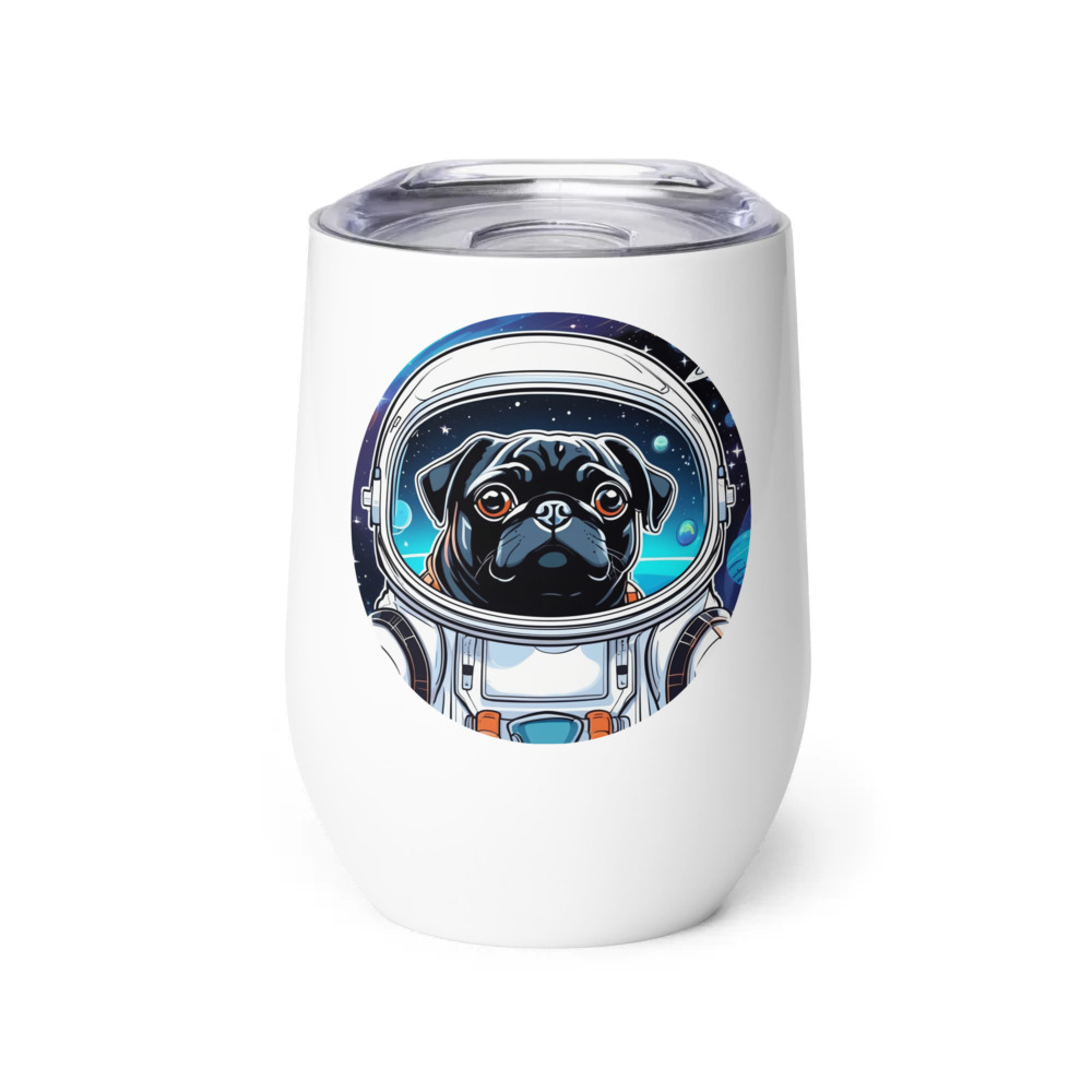 PugMug Custom Black Pug Wine Tumbler