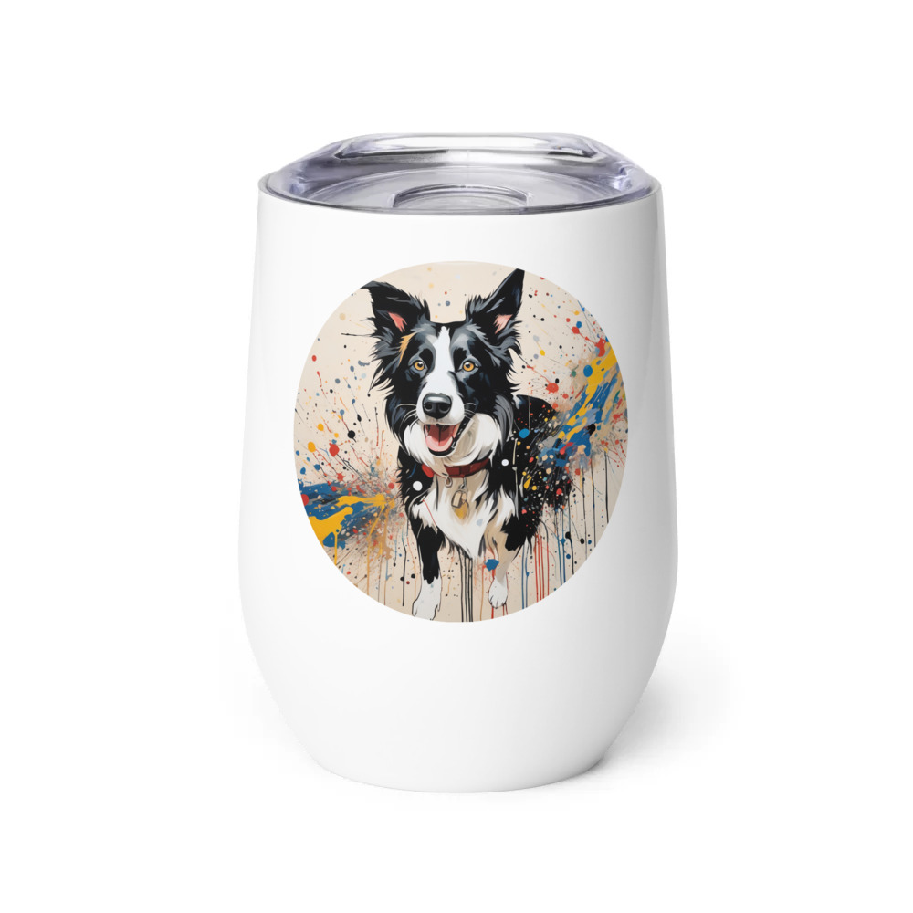 PugMug Custom Border Collie Wine Tumbler