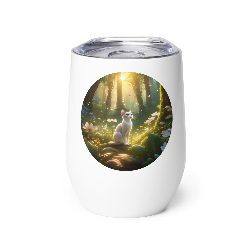 PugMug Custom White Abyssinian Cat Wine Tumbler