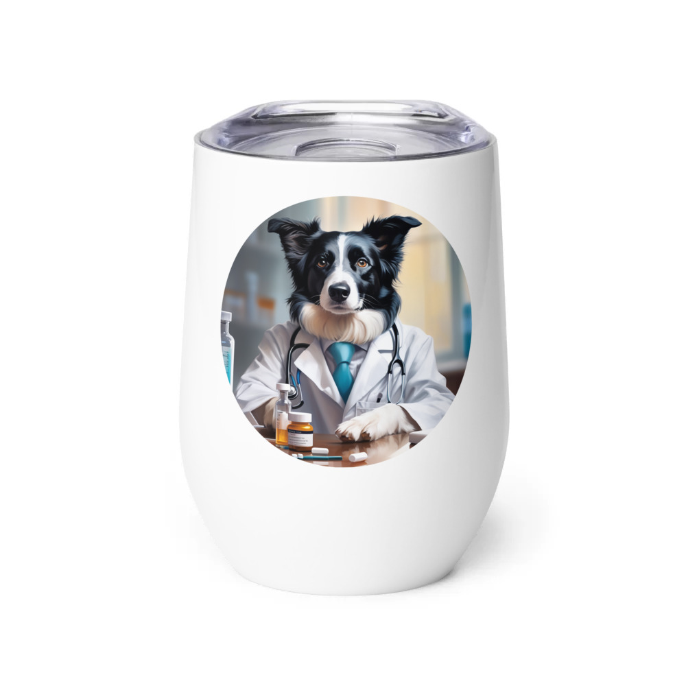 PugMug Custom Border Collie Wine Tumbler