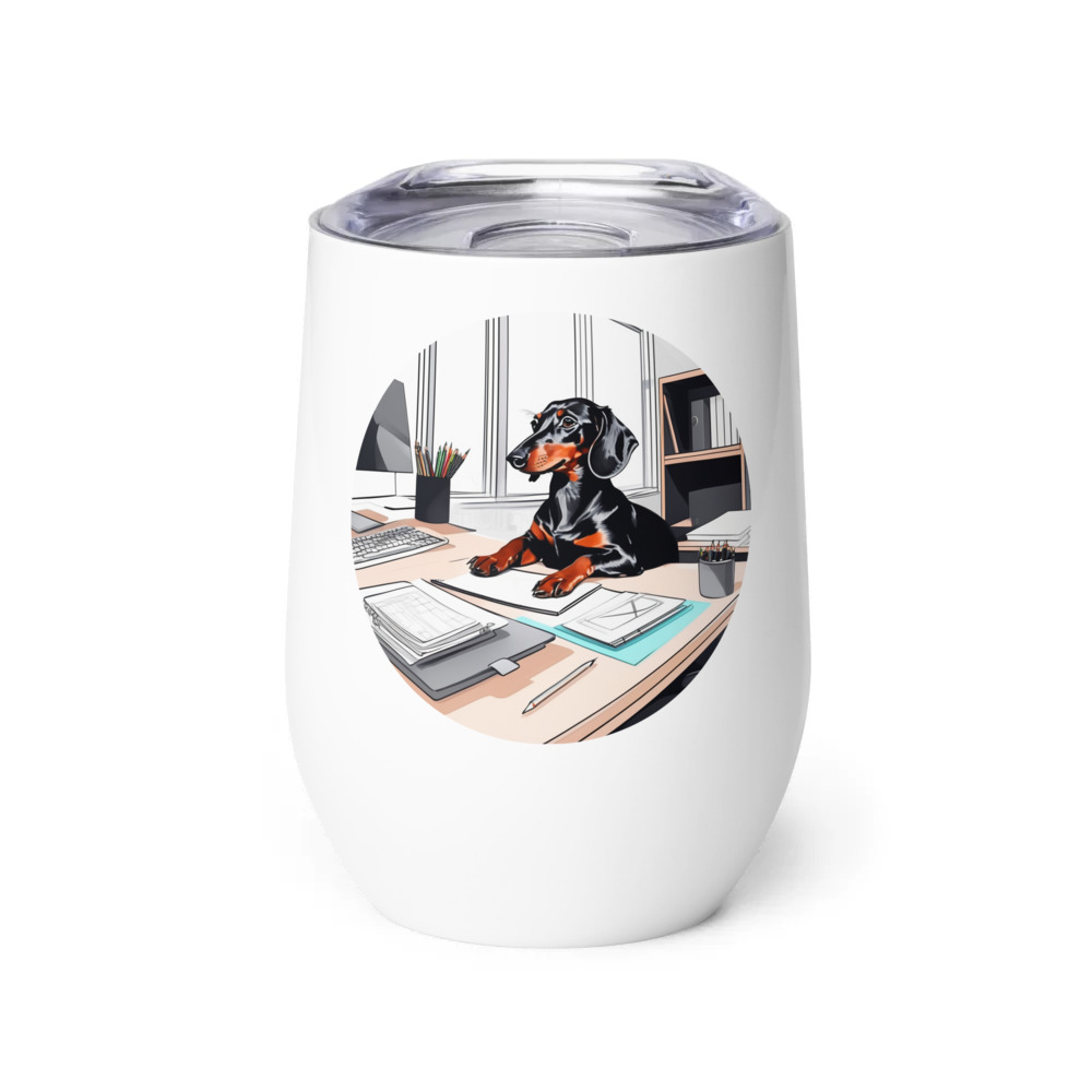 PugMug Custom Black Dachshund Wine Tumbler