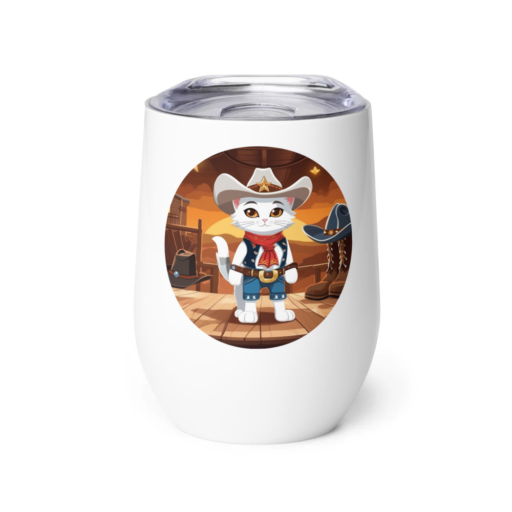 PugMug Custom White Companion Cat Wine Tumbler