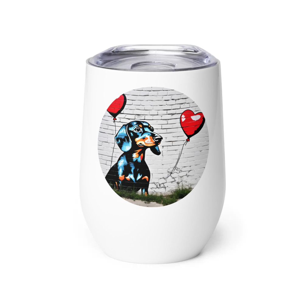 PugMug Custom Black Dachshund Wine Tumbler