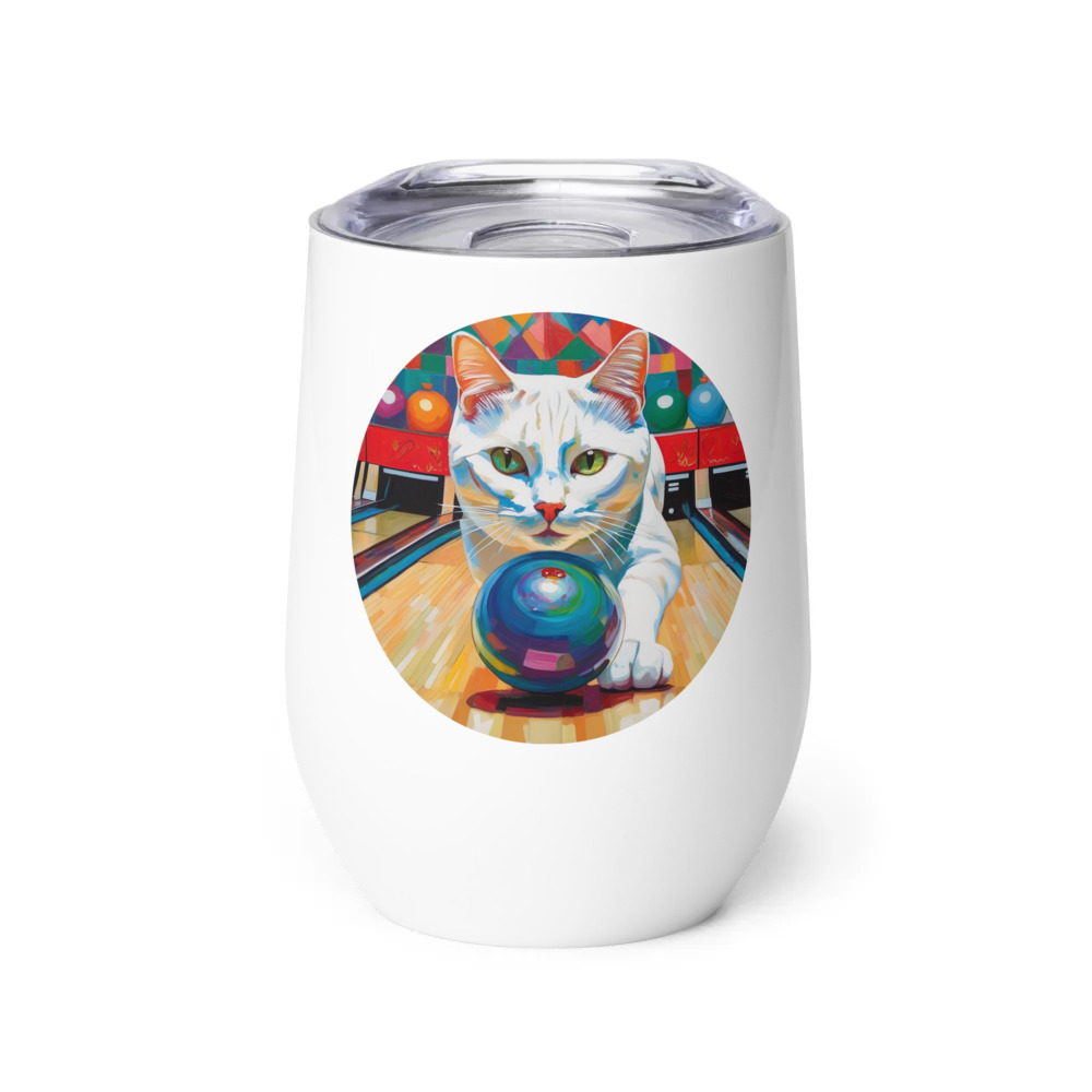PugMug Custom White Companion Cat Wine Tumbler
