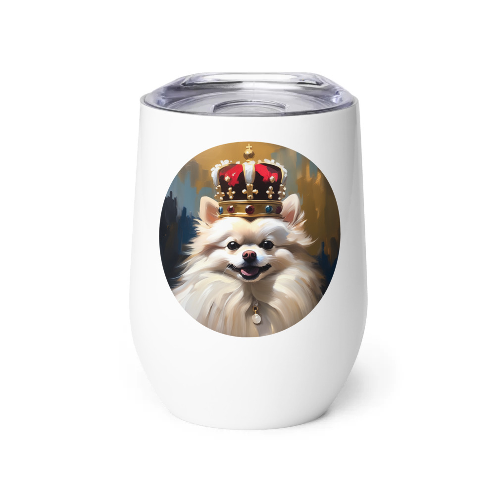 PugMug Custom White Pomeranian Wine Tumbler