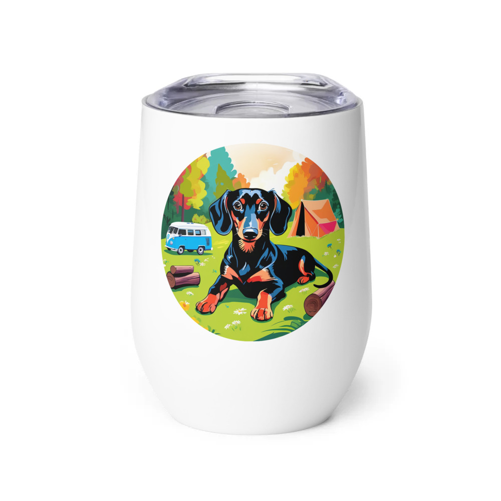 PugMug Custom Black Dachshund Wine Tumbler