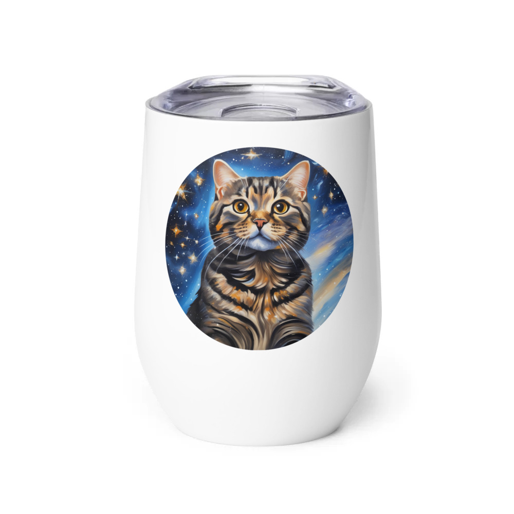 PugMug Custom Tabby Scottish Fold Cat Wine Tumbler