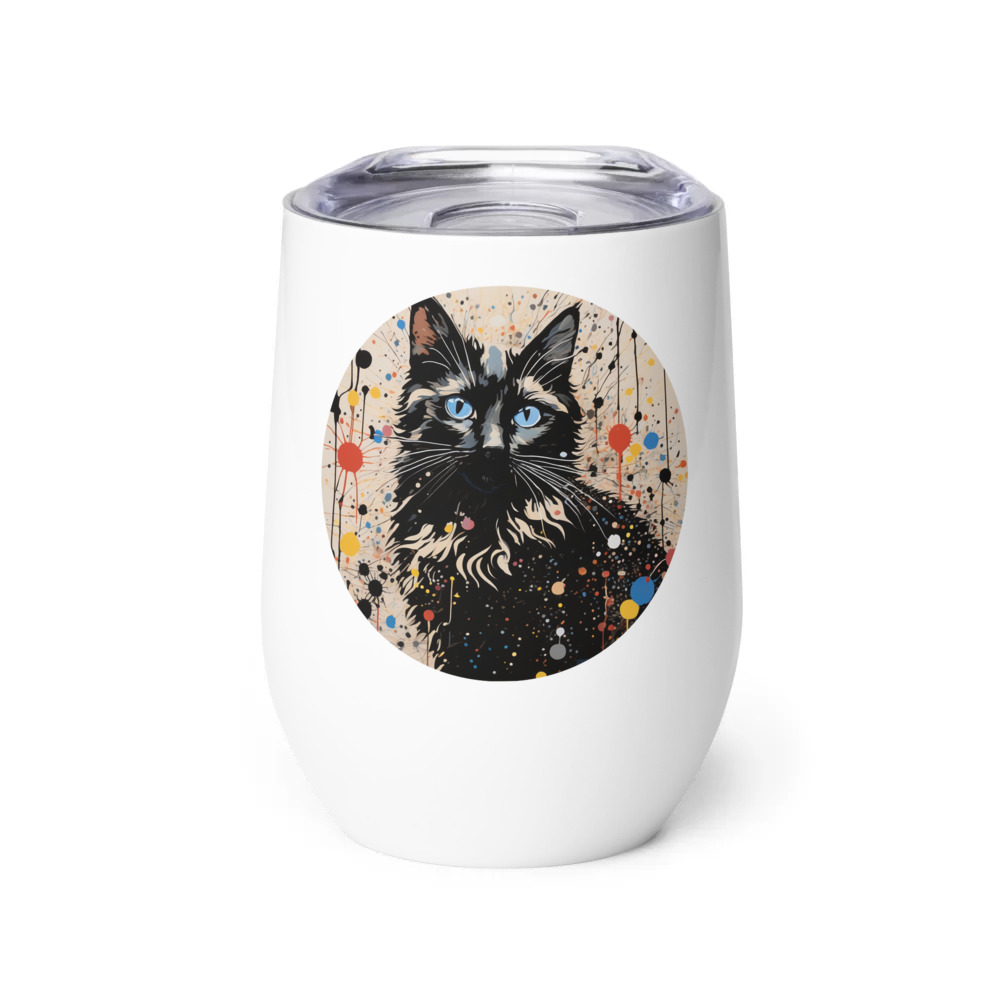 PugMug Custom Black Ragdoll Cat Wine Tumbler