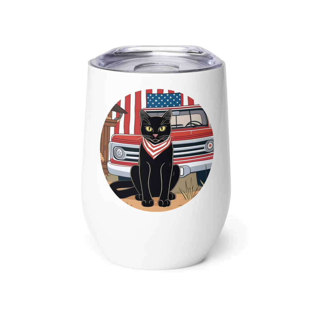 PugMug Custom Black Exotic Cat Wine Tumbler