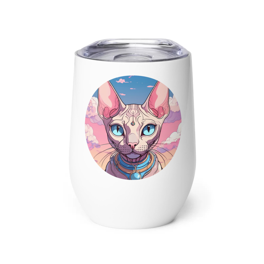 PugMug Custom Tabby Sphynx Cat Wine Tumbler