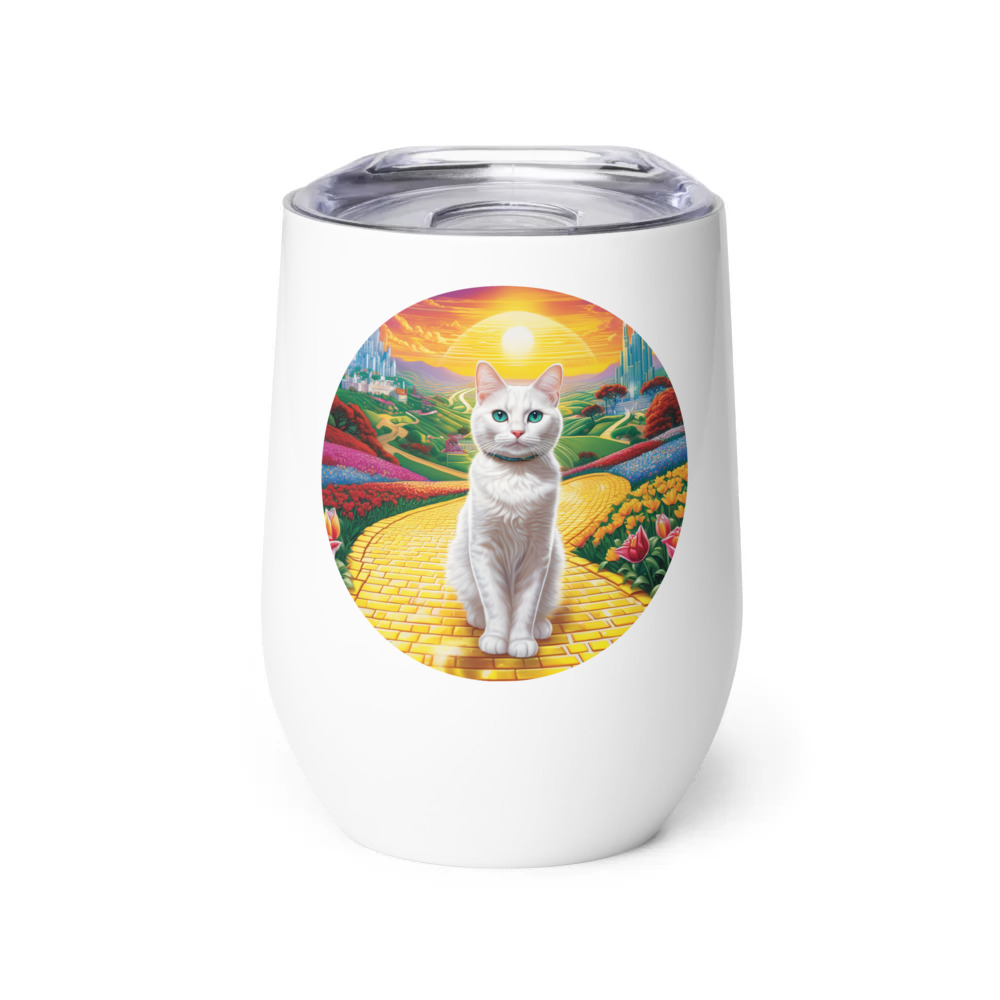 PugMug Custom White Companion Cat Wine Tumbler