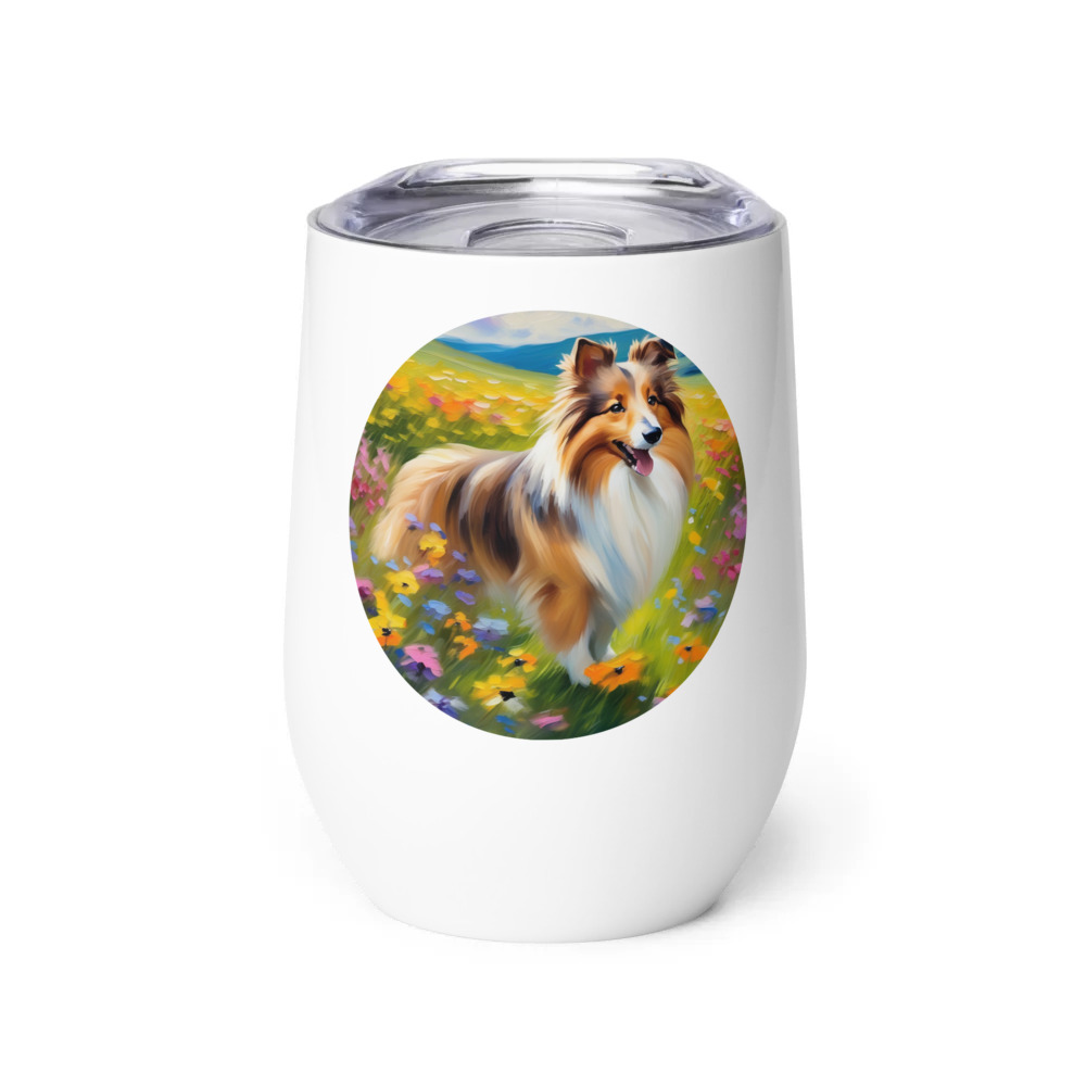 PugMug Custom Shetland Sheepdog Wine Tumbler